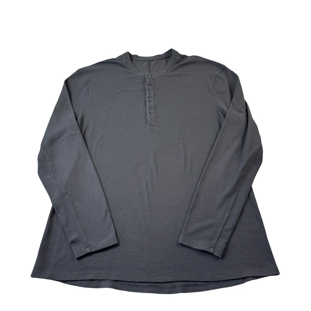 Lululemon Black Thermal Long Sleeve Mens Henley Shirt XL Pullover Activewear
